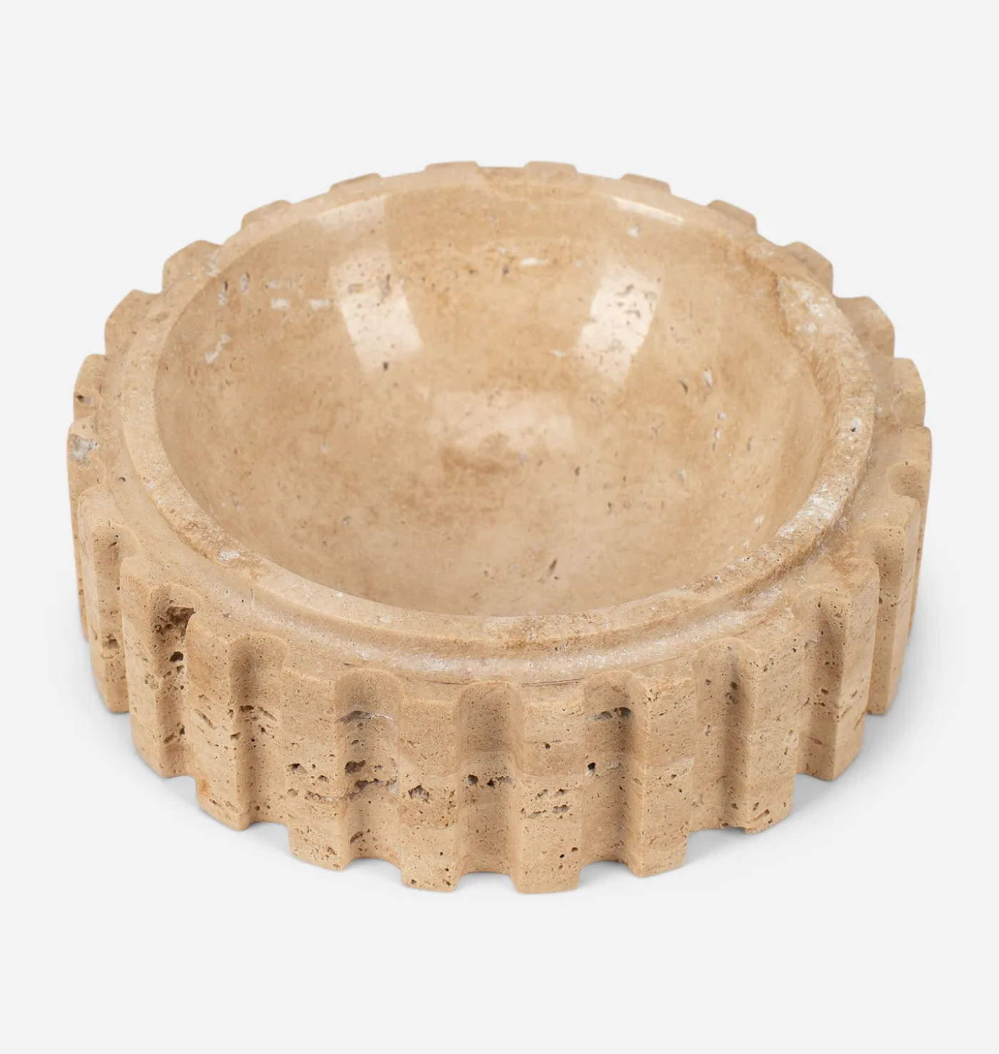 Athens Round Travertine Catchall