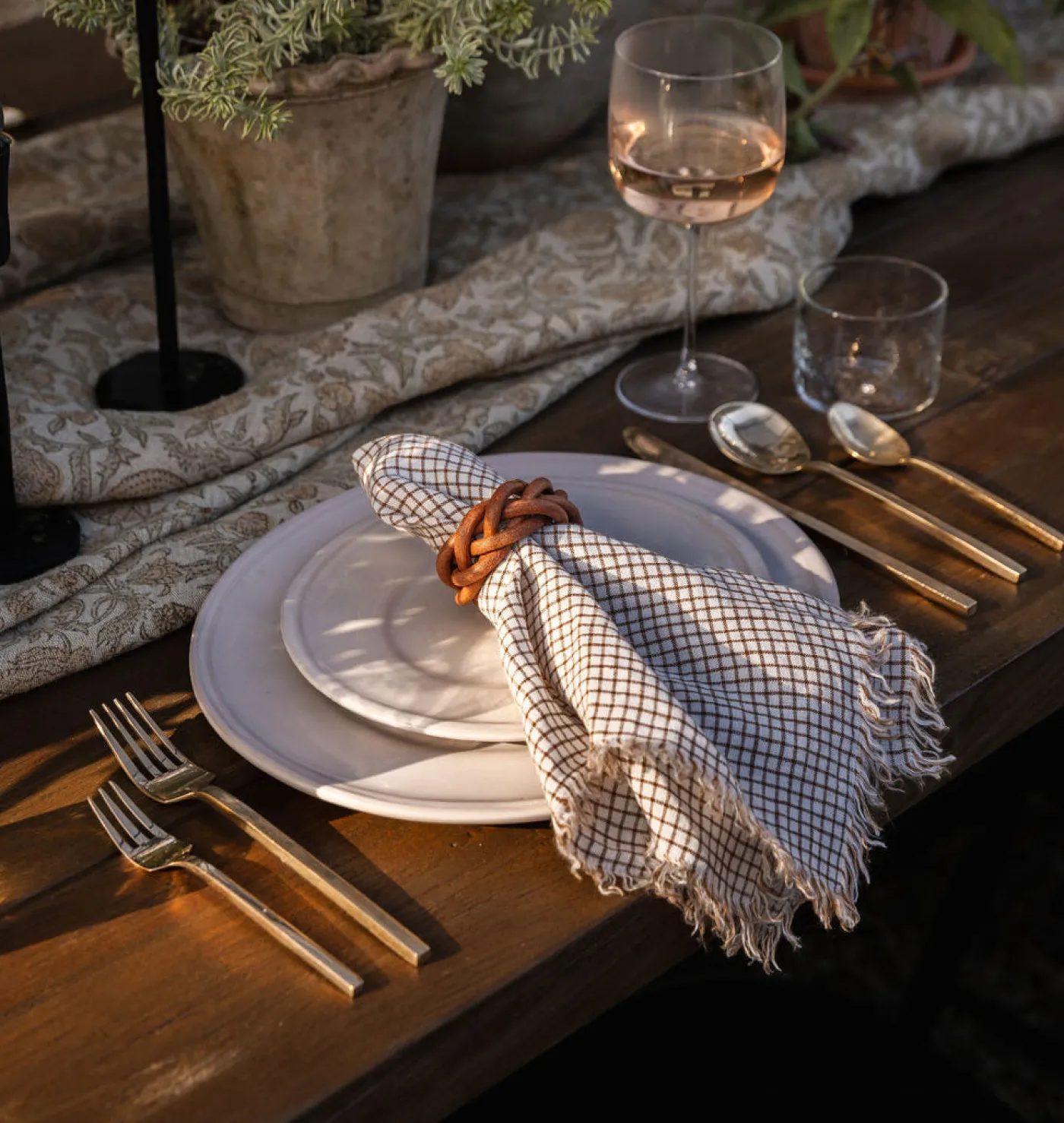 Braided Leather Napkin Ring S/2