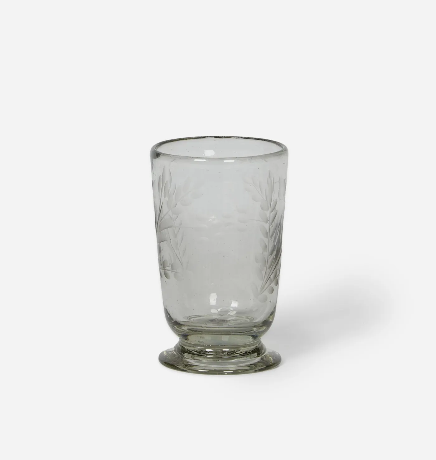 Etched Floral Drinking Glass