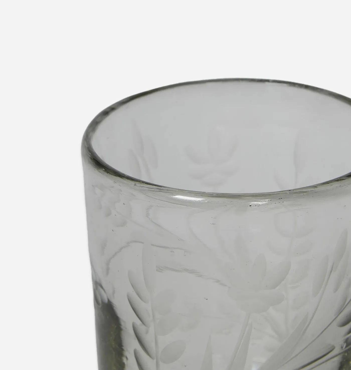 Etched Floral Drinking Glass