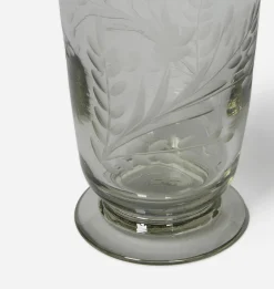Etched Floral Drinking Glass