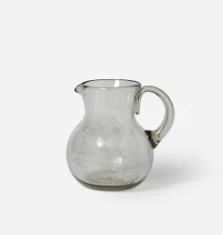 Etched Floral Glass Pitcher