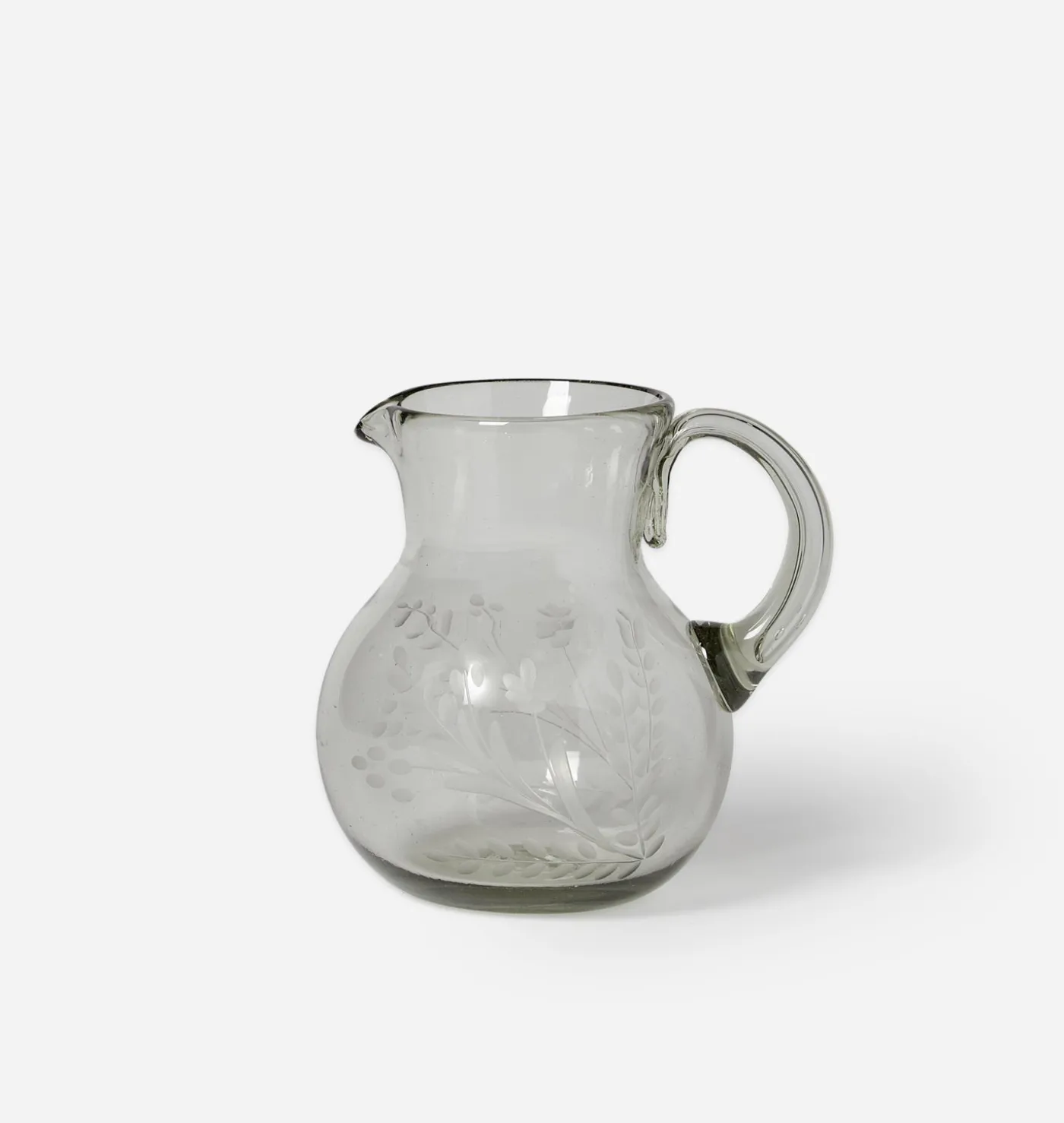 Etched Floral Glass Pitcher