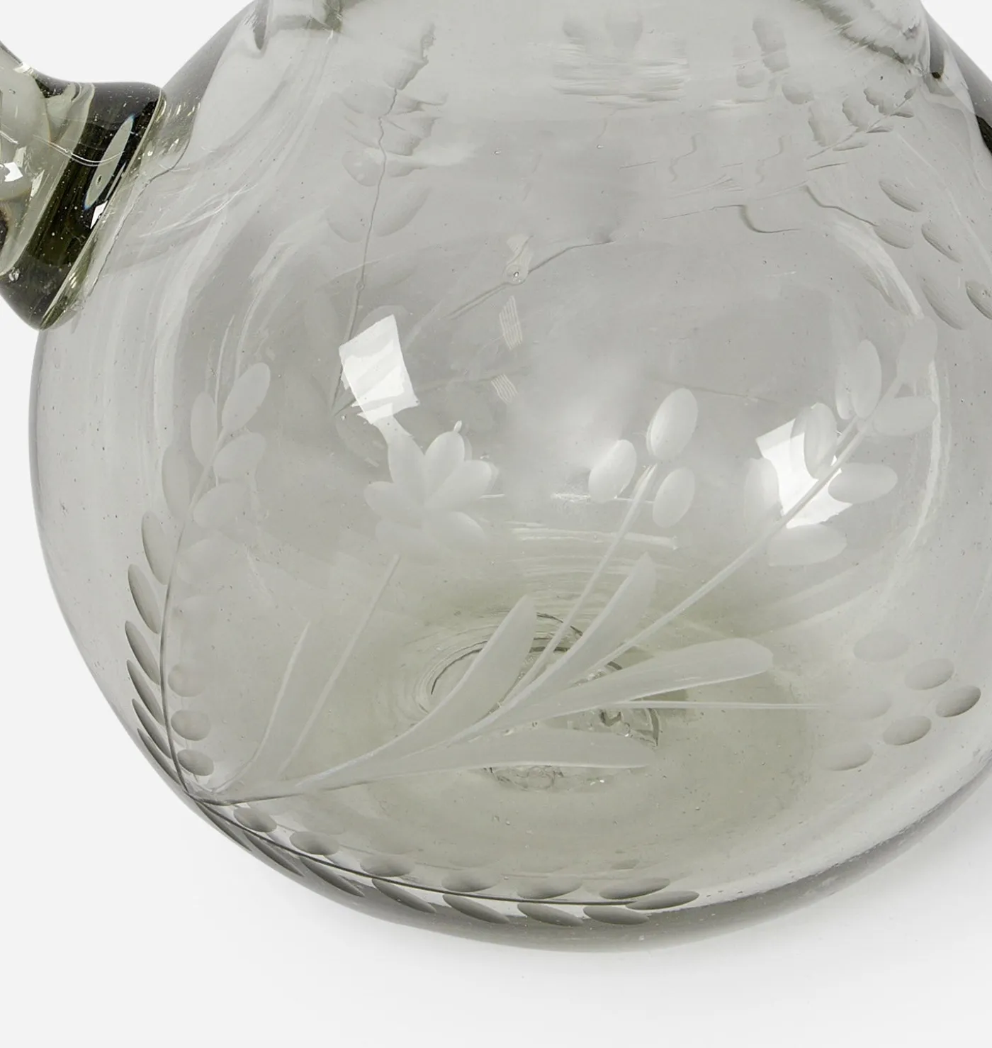 Etched Floral Glass Pitcher