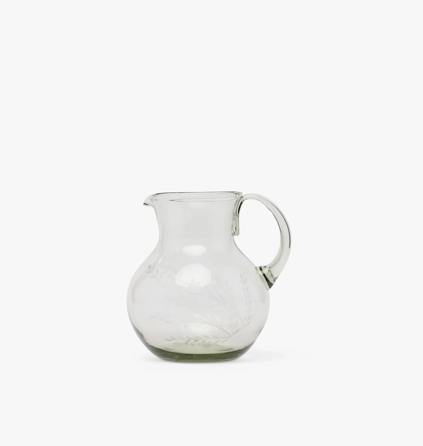 Etched Floral Glass Pitcher
