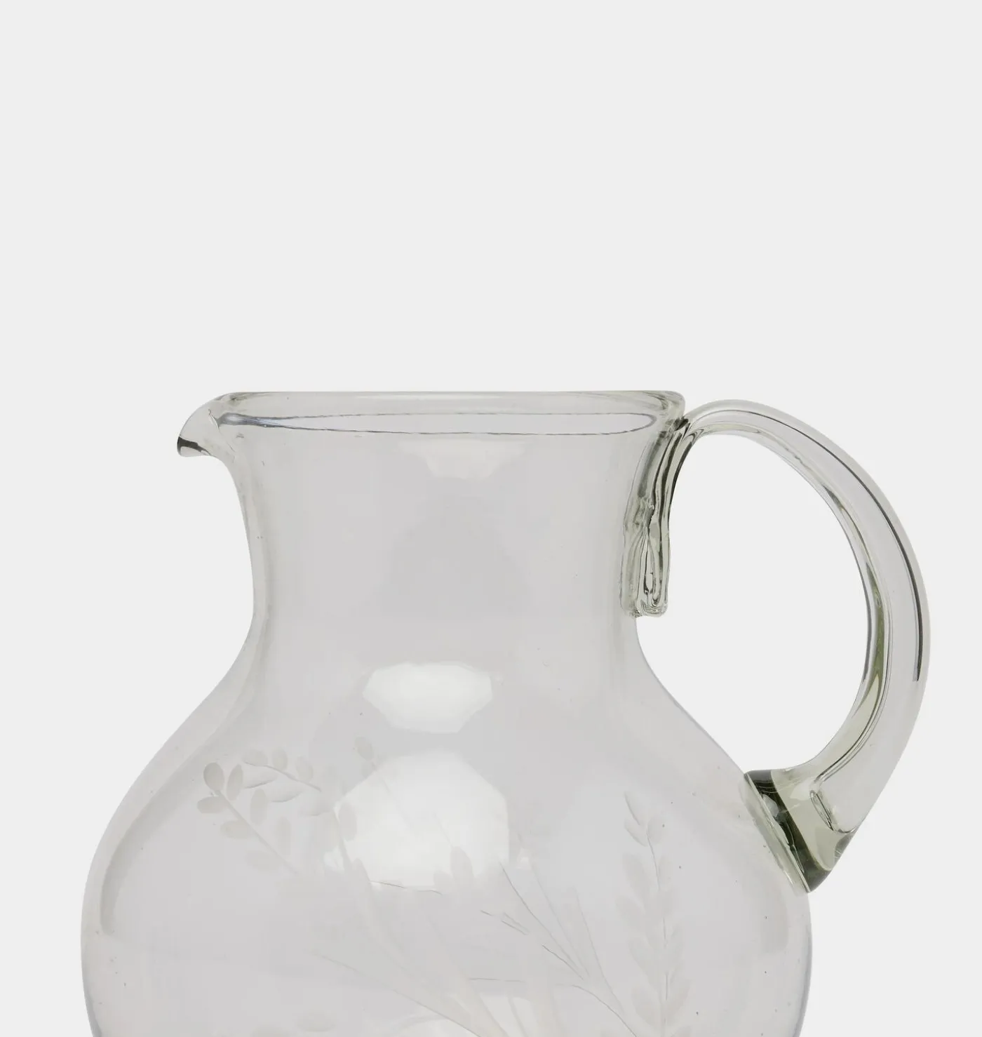 Etched Floral Glass Pitcher