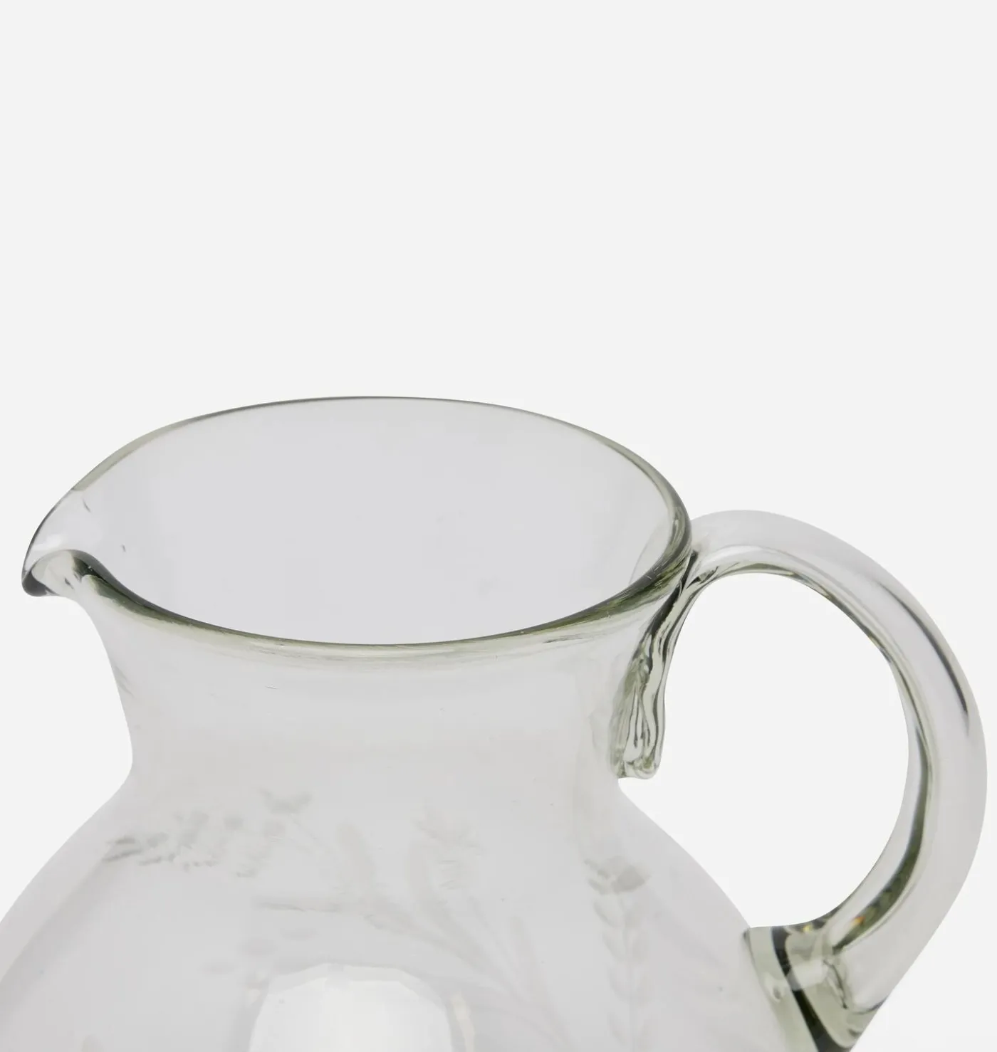 Etched Floral Glass Pitcher