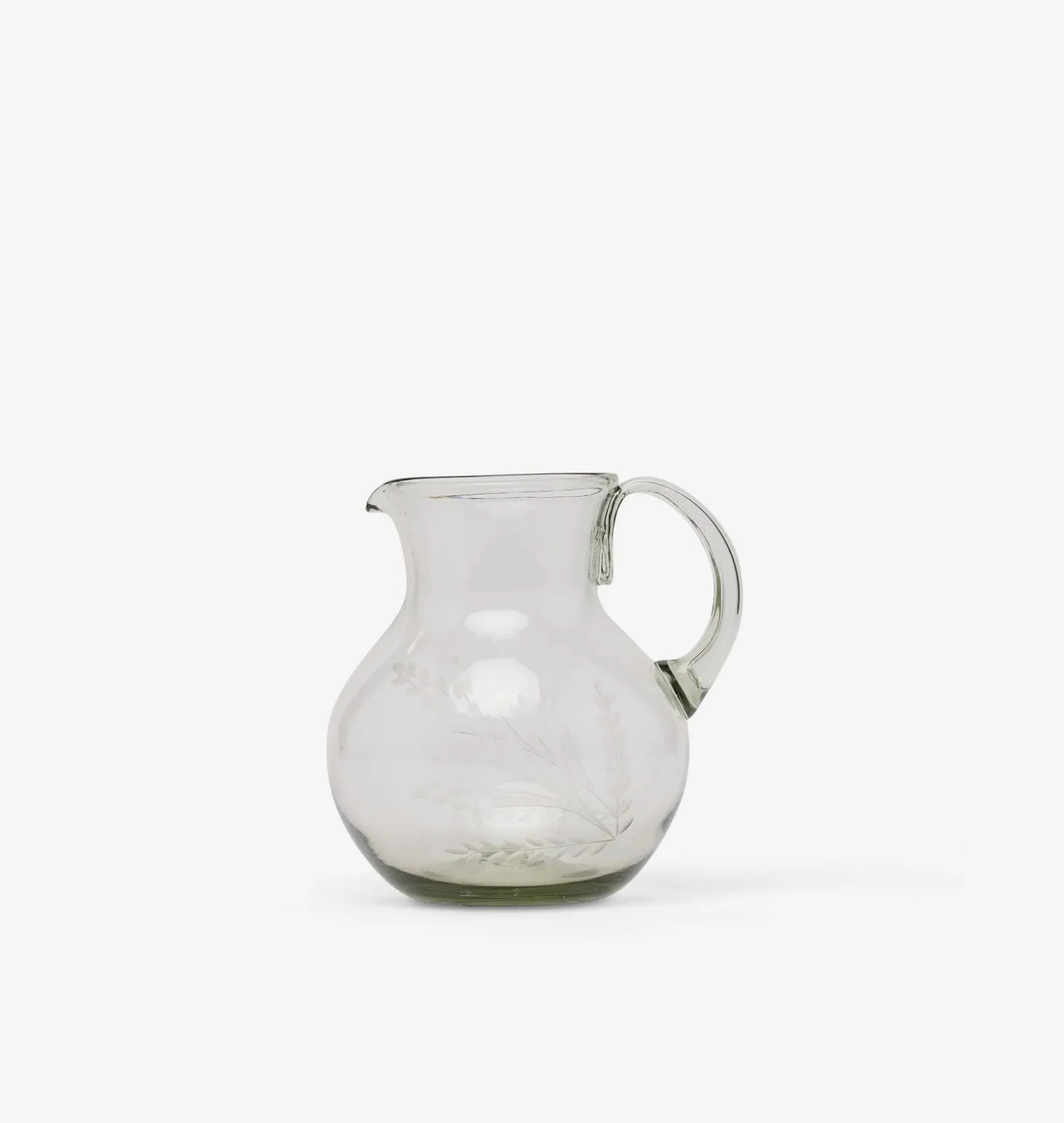 Etched Floral Glass Pitcher