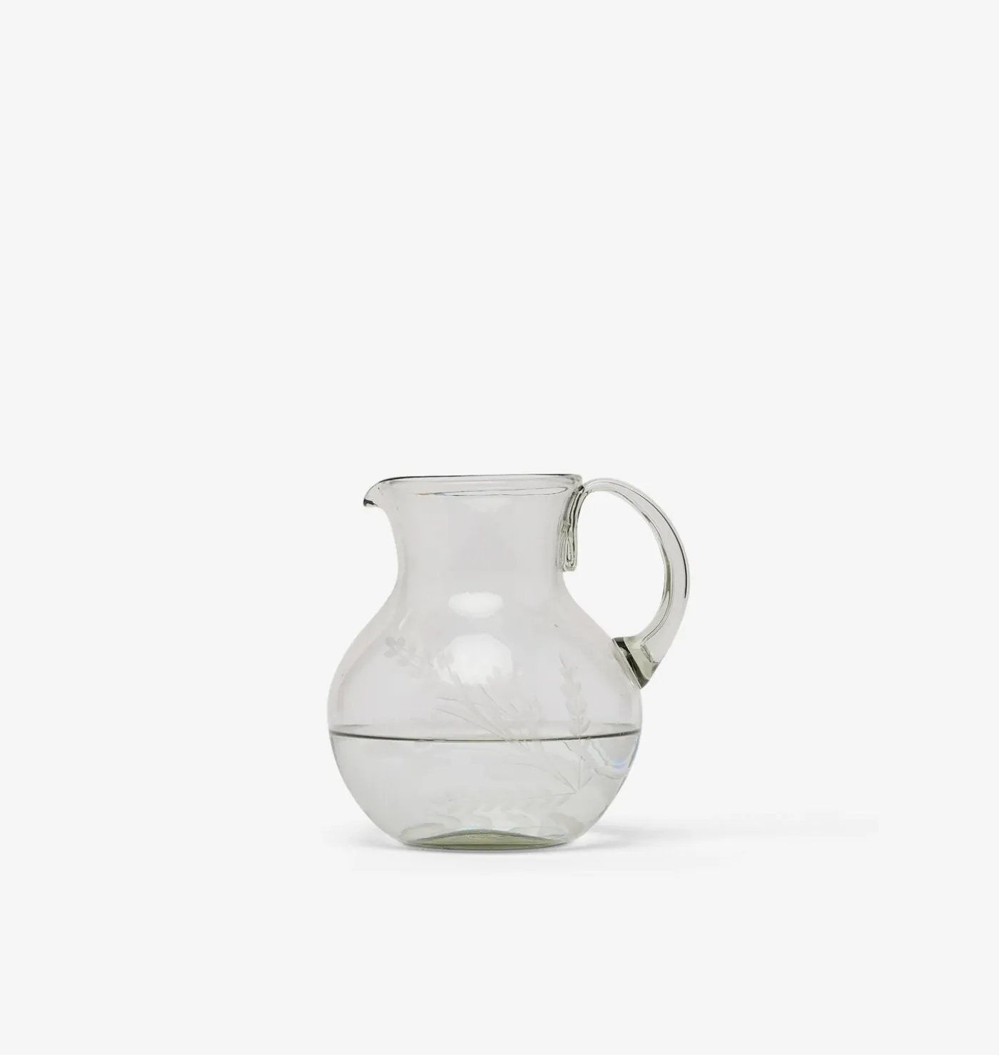 Etched Floral Glass Pitcher