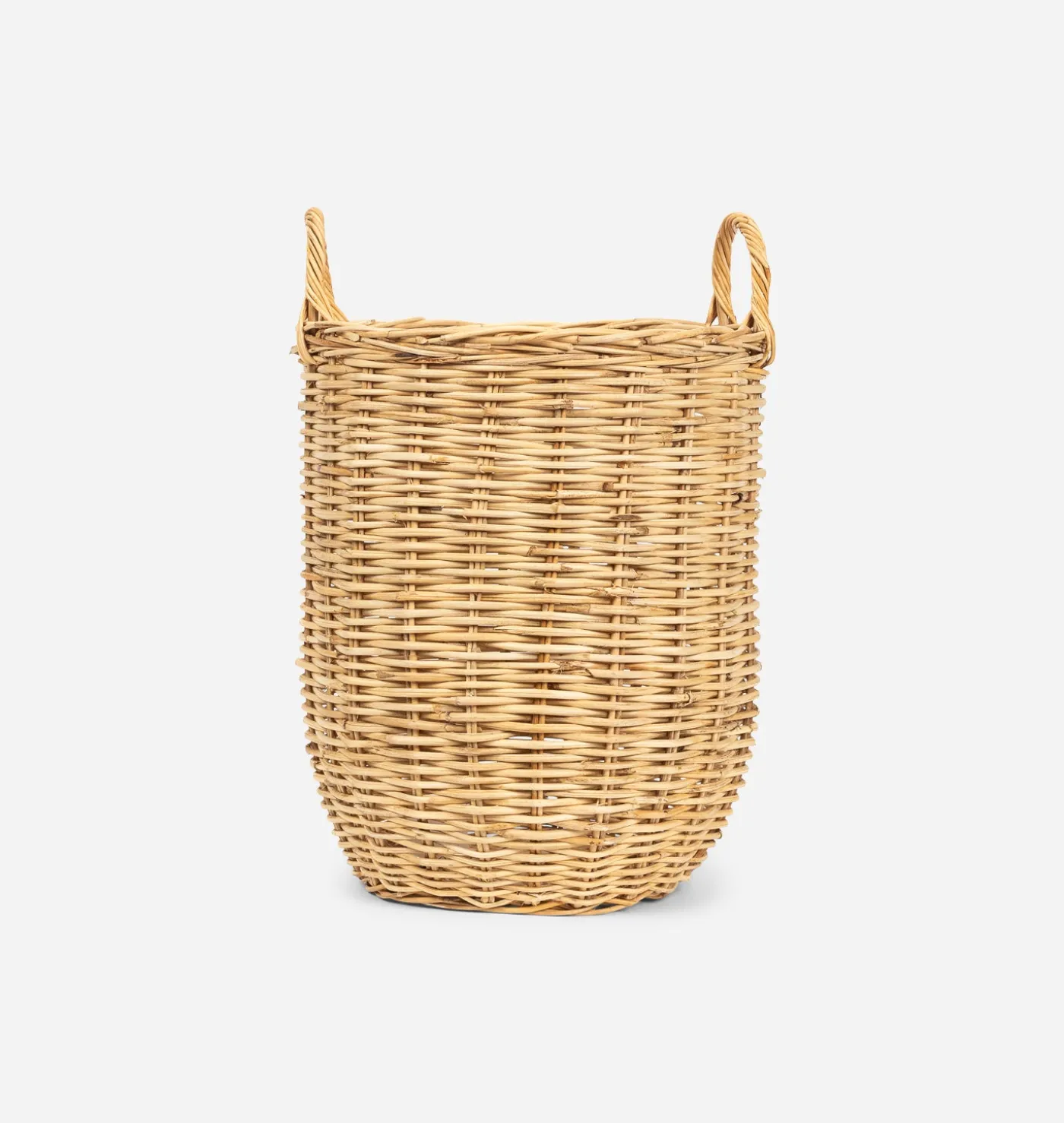 Hand-Woven Rattan Basket w/ Handles
