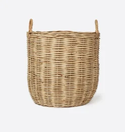 Hand-Woven Rattan Basket w/ Handles
