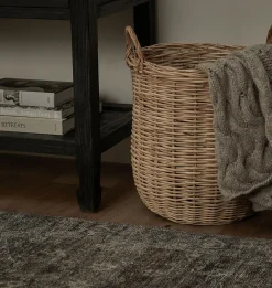 Hand-Woven Rattan Basket w/ Handles
