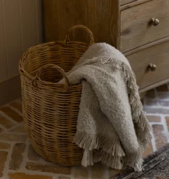 Hand-Woven Rattan Basket w/ Handles