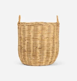 Hand-Woven Rattan Basket w/ Handles