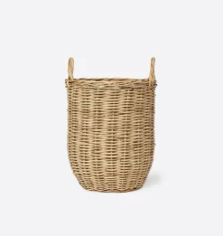 Hand-Woven Rattan Basket w/ Handles