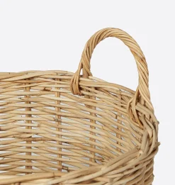 Hand-Woven Rattan Basket w/ Handles