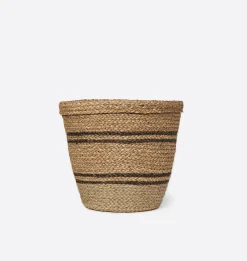 Hand-Woven Striped Seagrass Basket
