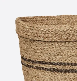 Hand-Woven Striped Seagrass Basket