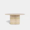 Porto Outdoor Travertine Round Dining Table 60"