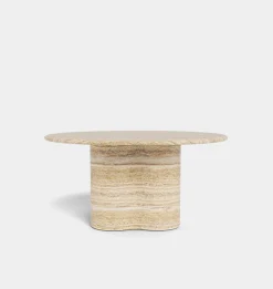 Porto Outdoor Travertine Round Dining Table 60"