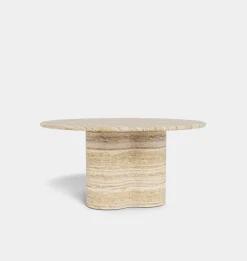 Porto Outdoor Travertine Round Dining Table 60"