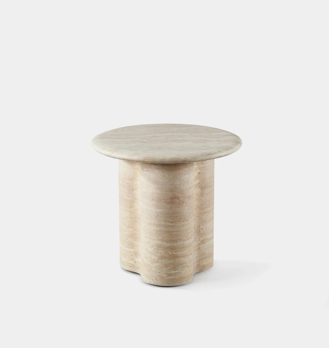 Porto Outdoor Travertine Round Side Table