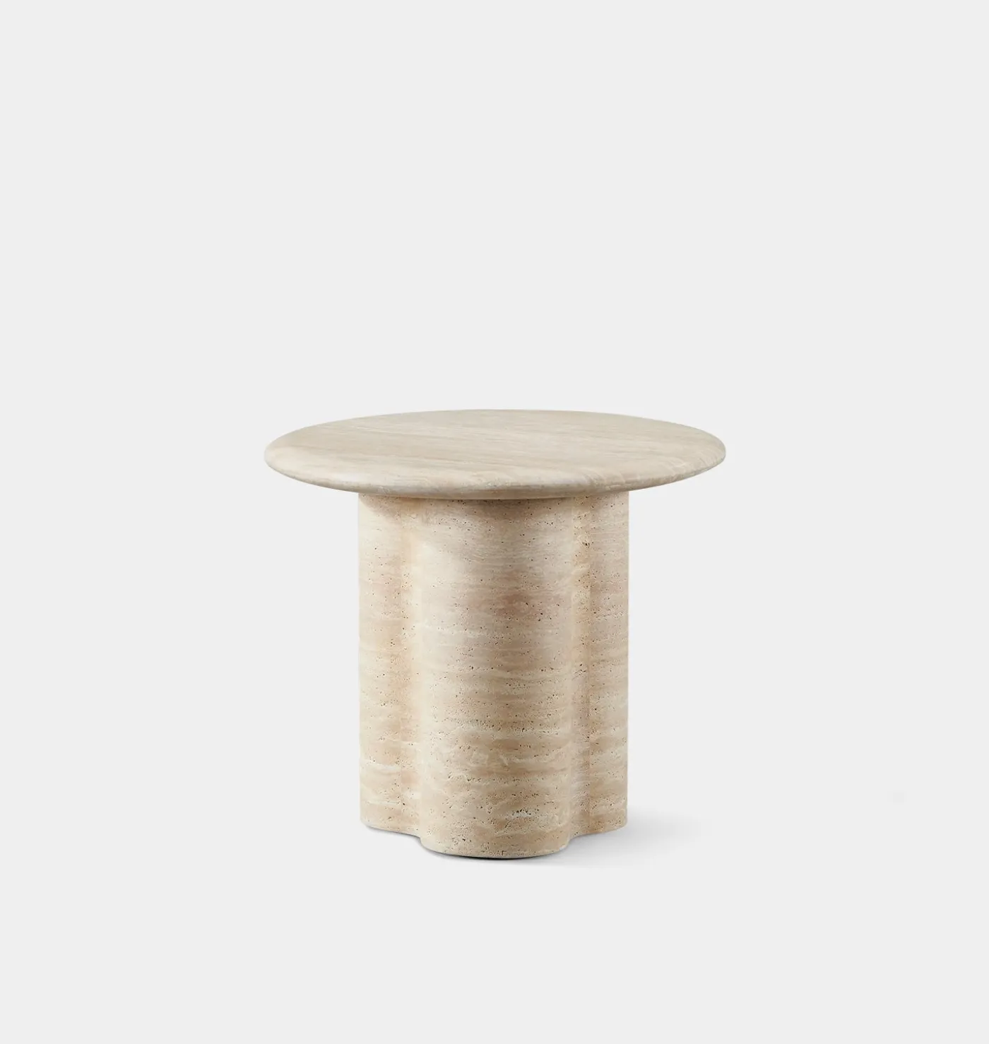 Porto Outdoor Travertine Round Side Table