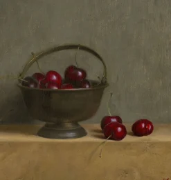 Red Cherries on Red Oak