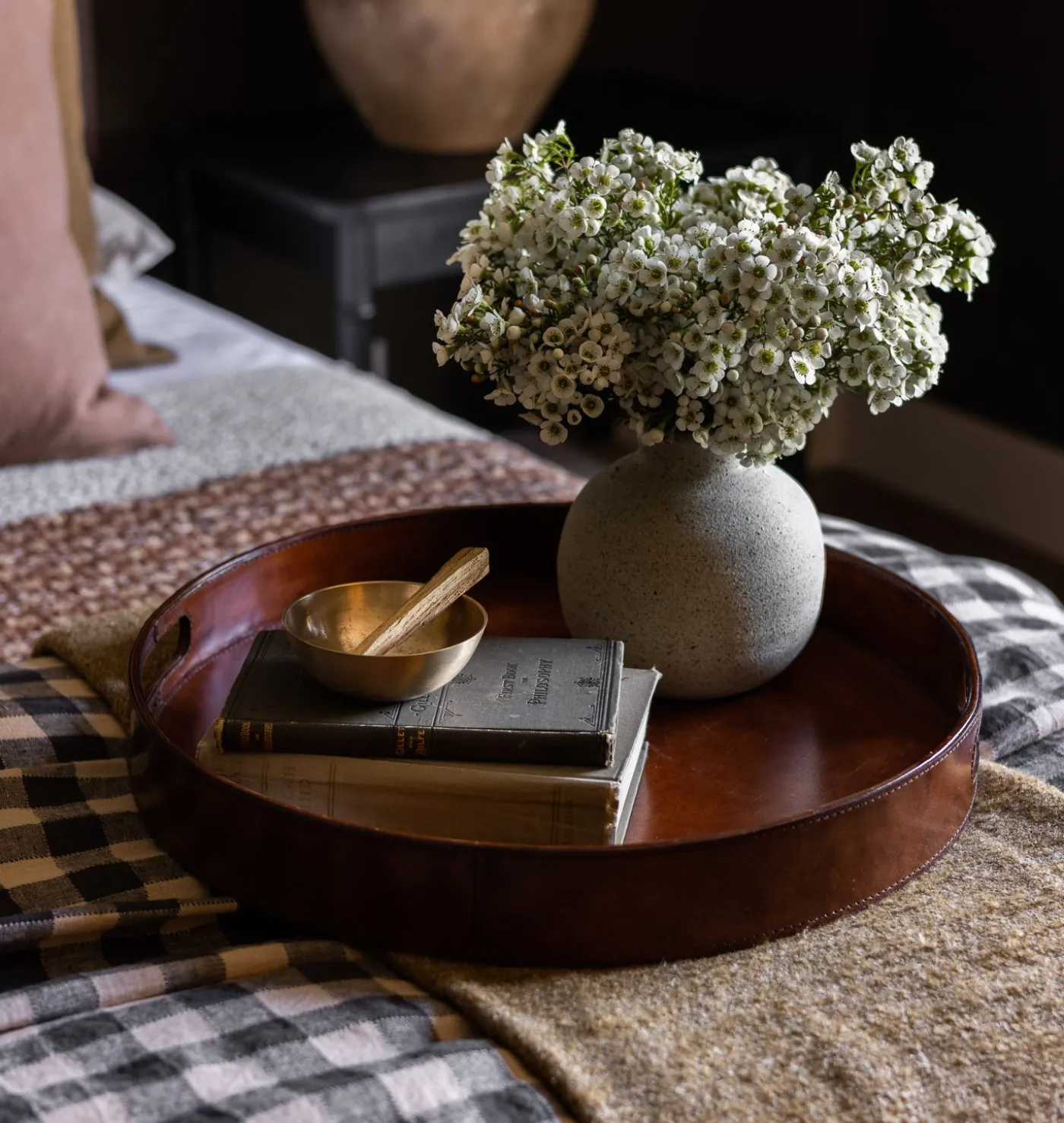 Round Leather Tray