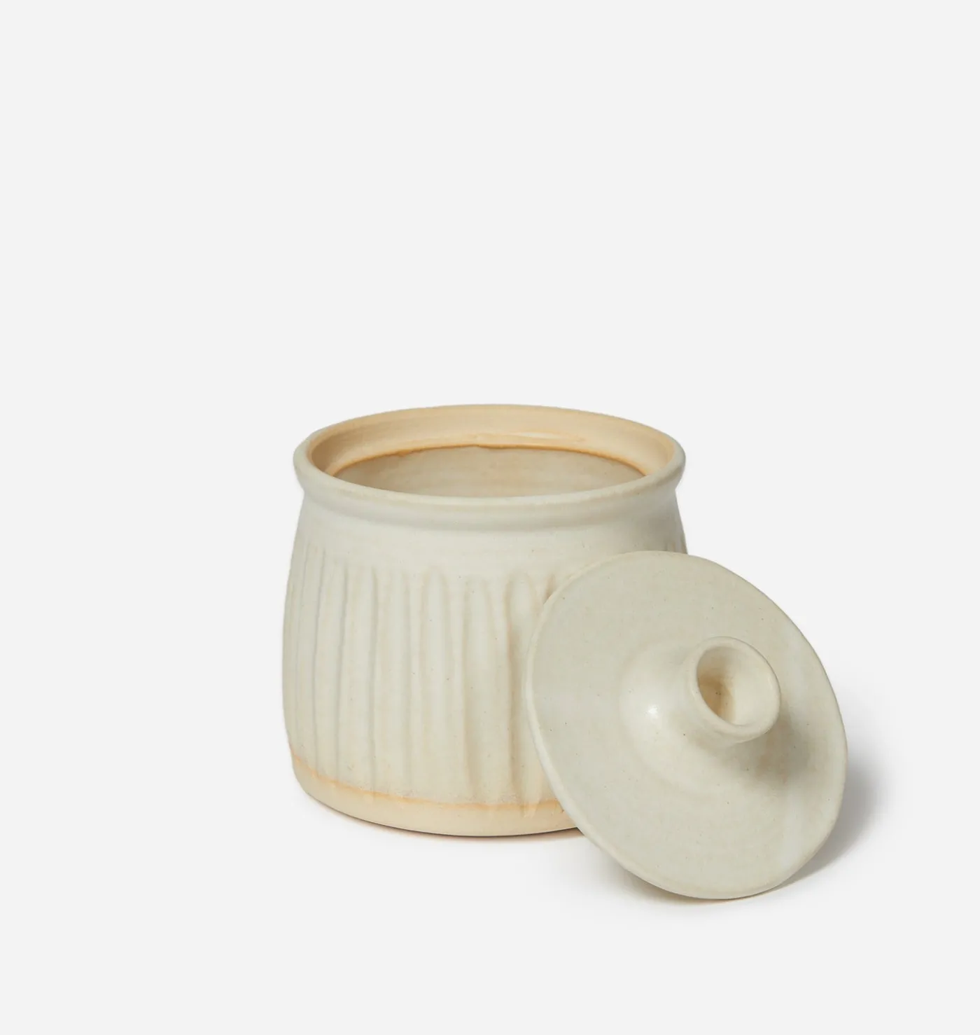 Stoneware Fluted Salt Jar