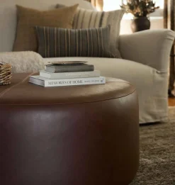 Tocho Round Leather Ottoman