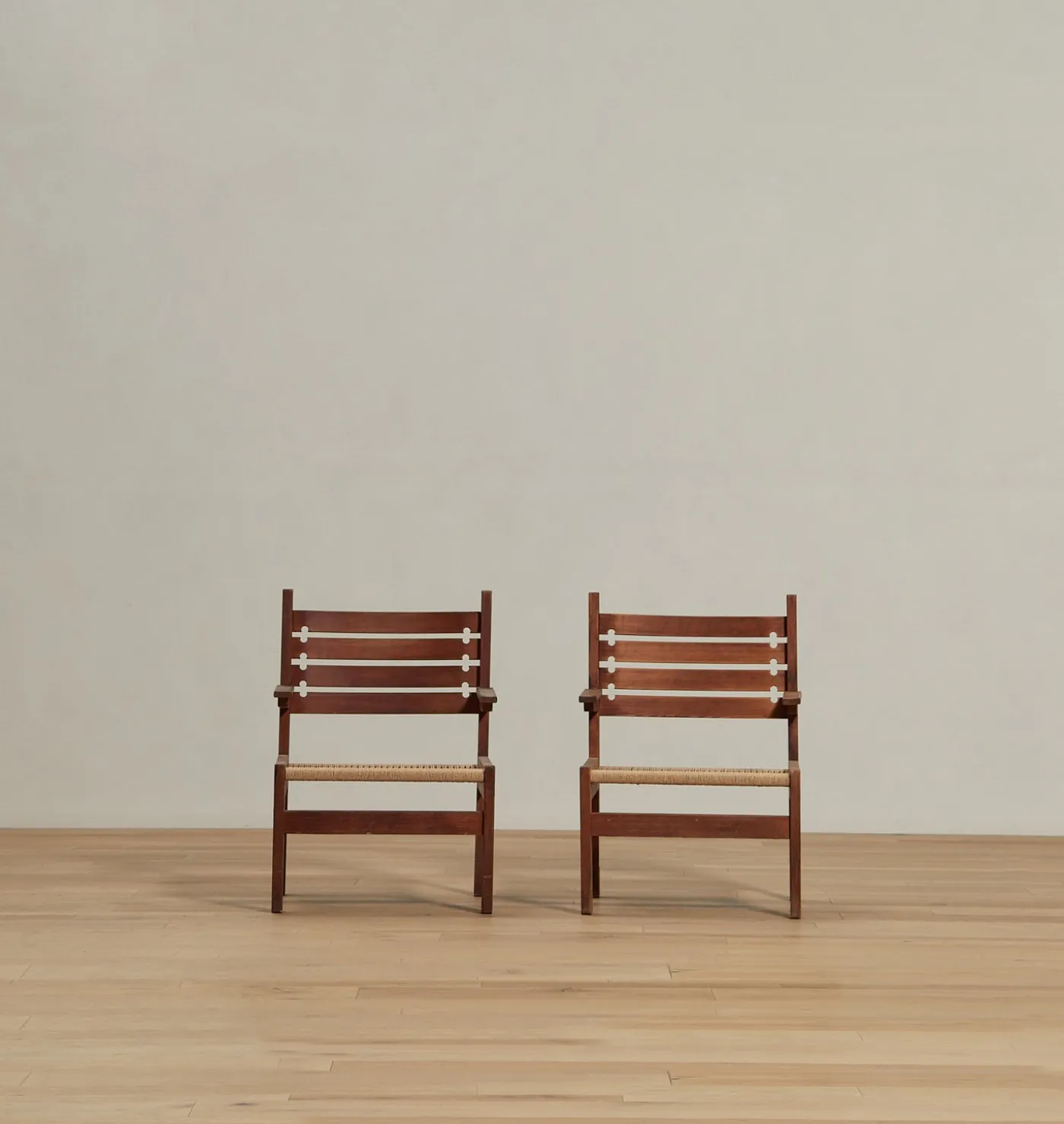 Vintage Mid-Century Cord Armchairs S/2