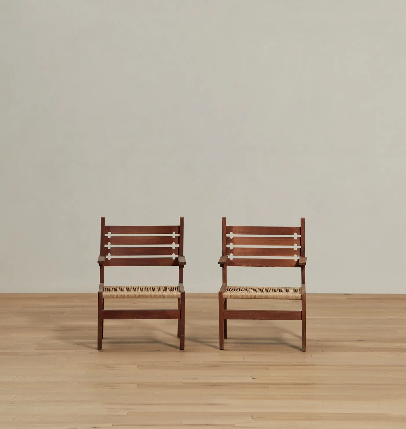 Vintage Mid-Century Cord Armchairs S/2