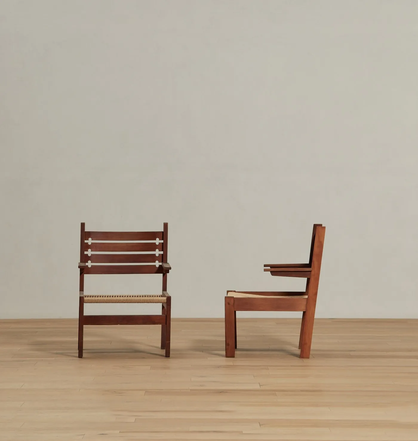 Vintage Mid-Century Cord Armchairs S/2
