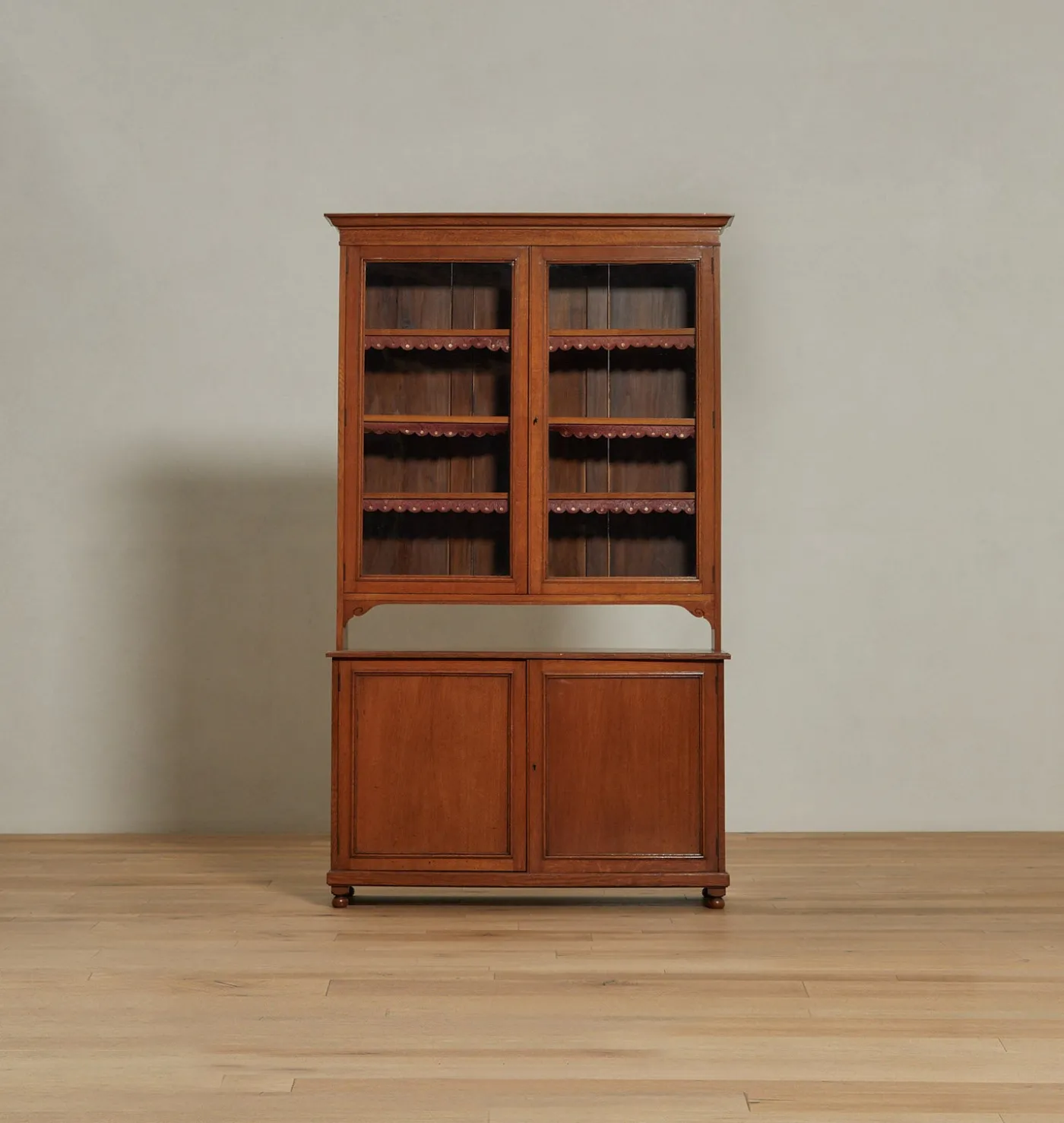 Vintage 19th Century English Oak Glazed Cabinet